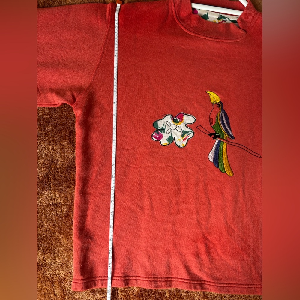 Red Toucan Bird Embroidered Sweatshirt - Picture 7 of 8